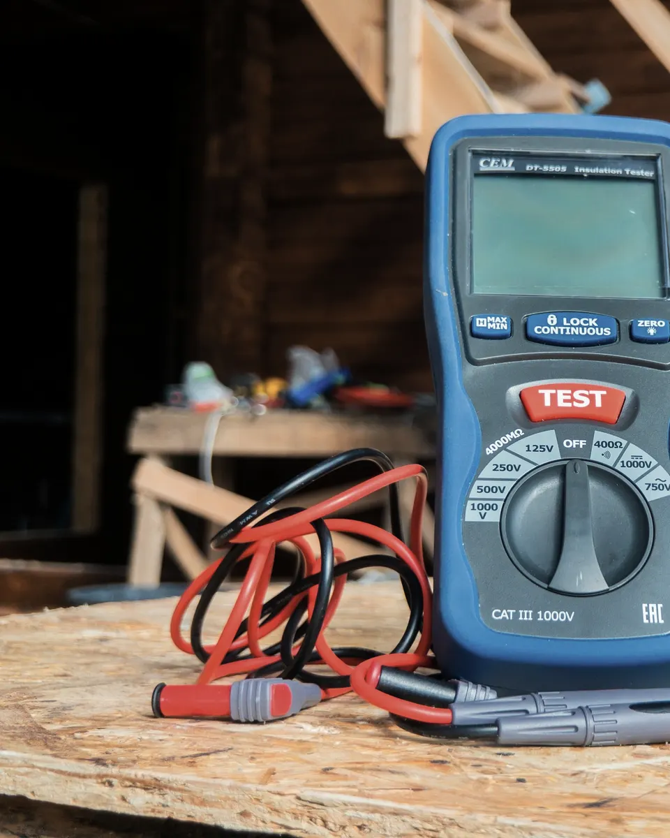 Insulation resistance tester with test leads
